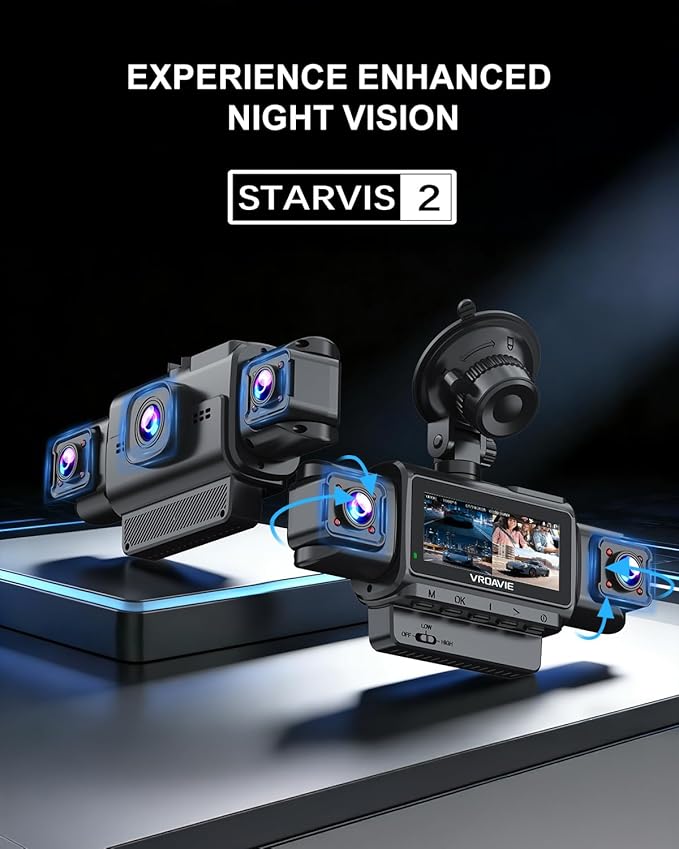 4 Channel 360° Radar Dash Cam Front and Rear Camera for Cars, STARVIS 2 Sensor, Free 128GB Card Included, 24H Parking Mode, 5.8GHz WiFi, Built-in GPS, G-Sensor, 8 IR Night Vision, 170°Wide Angle