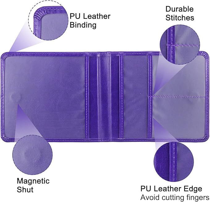 Car Registration and Insurance Holder, Leather Registration and Insurance Card Holder, Vehicle Glove Box Organizer - For Documents, Cards, License (Purple)