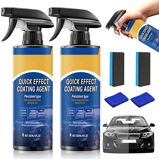 2pcs Car Coating Spray, Quick Effect Coating Agent, 2025 New Quickly Coat Car Wax, Car Scratch Wax Polish Spray Waterless Wash, Easy to Use