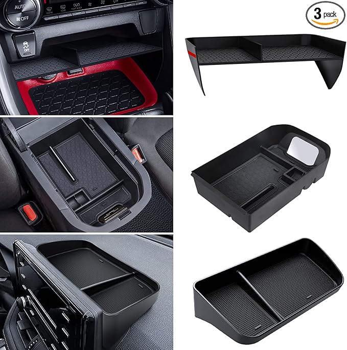 Upgraded Center Console Organizer Compatible with Toyota RAV4 2025 2024 2023 2022-2019 Interior Accessories, Armrest Storage Box, Dash Storage Tray(Not for New 10.5'' Multimedia Display)-3pcs