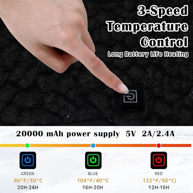 VIHOSE 2 Pack Portable Heated Seat Cushions Lambswool Heated Chair Pad 3 Heat Levels Foldable Heating Seat Pads for Car, Office Chair, Sofa, Camping, Travel, Power Bank Not Included