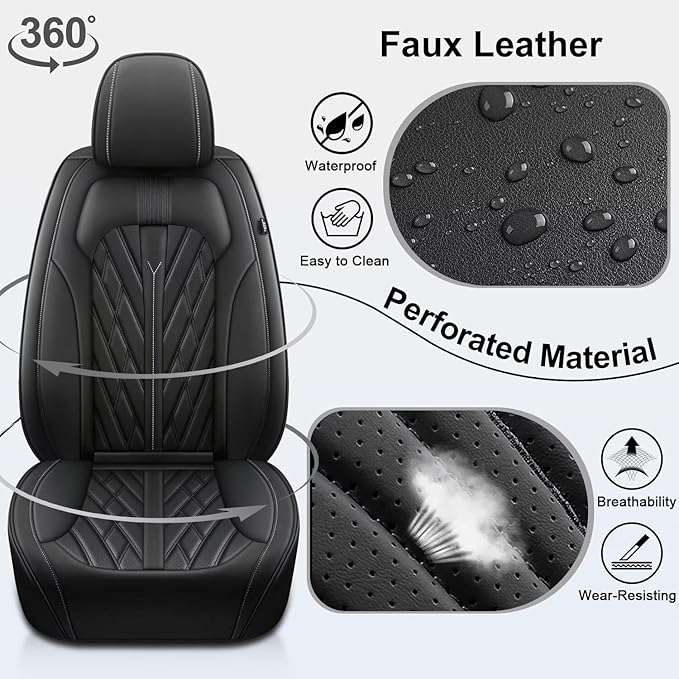 TTX LIGHTING Seat Covers Fit for Chevrolet/Chevy Trax 2024-2026 Seat Covers Full Set Car Seat Covers Faux Leather Breathable Waterproof Car Seat Protector (5 Seats, Black)