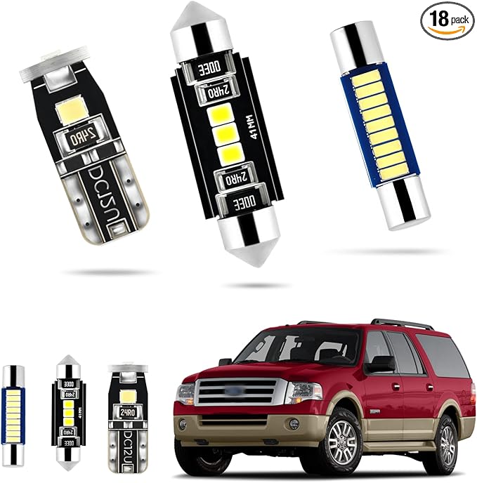 EASY EAGLE LED Interior Car Lights for Ford-Expedition-2007-2017: 18 Piece Kit White LED Light Bulbs - Super Bright 6000K + Install Tool