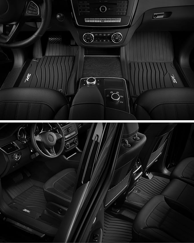 3W Floor Mats Fit for Benz GLE 2016-2019, TPE All Weather Custom Fit Floor Liner for Benz GLE 350/400/43 AMG/450 AMG/550e/63 AMG/63 AMG S, Car Mats Easy Clean