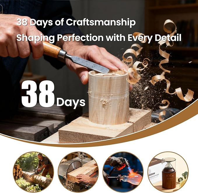 Waterless Essential Oil Nebulizing Portable Wireless Diffuser, Premium Glass and Solid Wood Aroma Diffuser for Home Office Bedroom Car, Elegant Gift Packaging with Essential Oil 10ml (Orange)