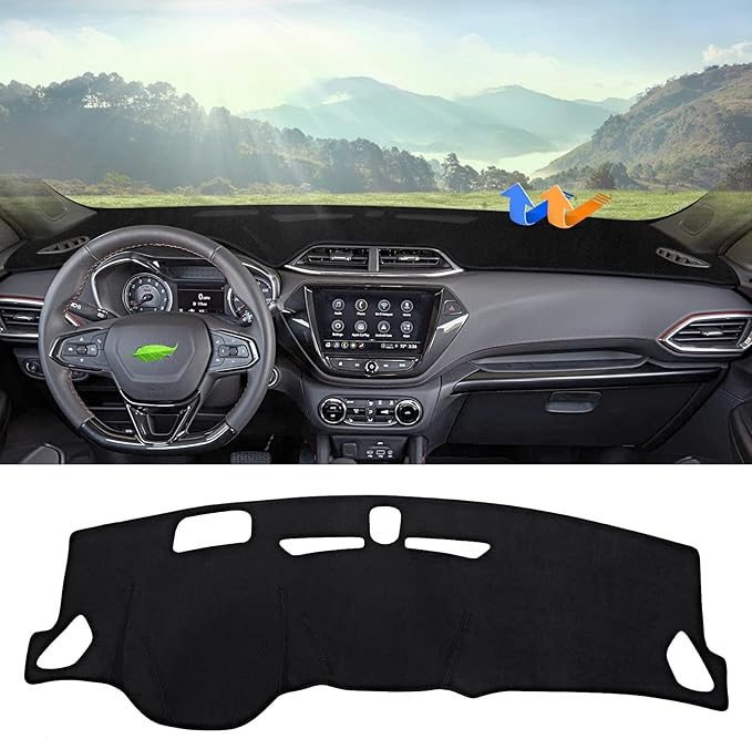 Autorder Custom Fit for Dashboard Cover Mat for 2021-2025 2026 Chevrolet Trailblazer Accessories Dash Mat Flannel Nonslip Dash Cover Sunshade Glare UV Rays Protector Black