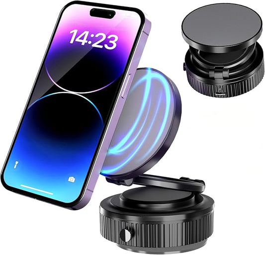 Vacuum Magnetic Car Phone Holder - 360° Rotation & 540° Adjustment, Universal Fit for All Vehicles & Smartphones, Anti-Slip Shockproof Design with Auto-Reinforcement Smart Suction