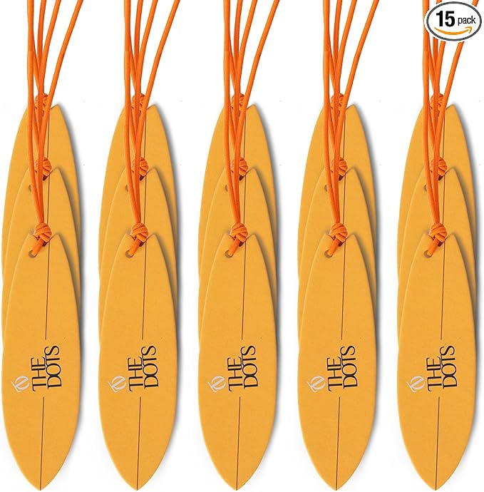 THEDOTS 15 Pack Sicilian Orange Surfboard Hanging Car Air Fresheners, Detachable Message Cards with Surfing Art, Long-lasting Scent for Car & Home