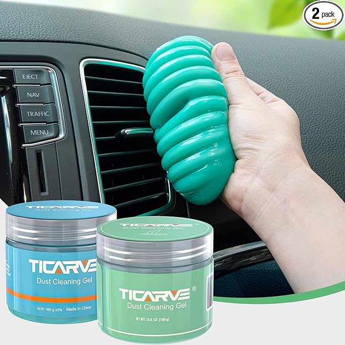 TICARVE 2Pack Cleaning Gel for Car Putty Car Slime Cleaning Car Detail Putty Tools Car Interior Cleaner Automotive Car Cleaning Kits Keyboard Cleaner Blue Green (320g/11.2oz)