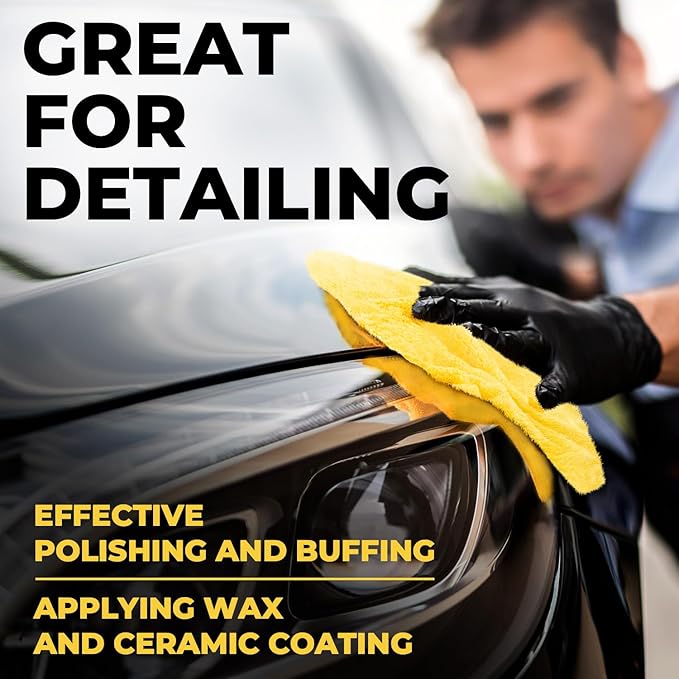 Edgeless Microfiber Towels for Cars – 6pk (12”x12”) - 540 GSM - Super Soft Detailing & Buffing – Scratch-Free & Absorbent Microfiber Cleaning Cloths for Car Polishing