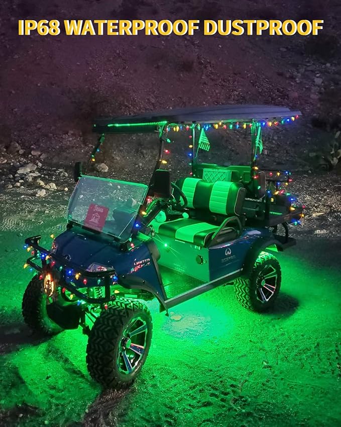 YM E-Bright Led Strip Lights for Car Motorcycle Trucks Van Golf Cart Cuttable Marine Boat Navigation Night Fishing Lighting Interior Exterior Waterproof IP68 24inch 60CM 72SMD 12v,Green(Pack of 4)