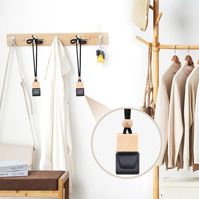 15 Pcs Hanging Car Air Freshener Bottle Empty Car Essential Oil Diffuser Bottles Pendant Black Glass Perfume Bottles Aromatherapy Fragrance Bottle Auto Ornaments Decor