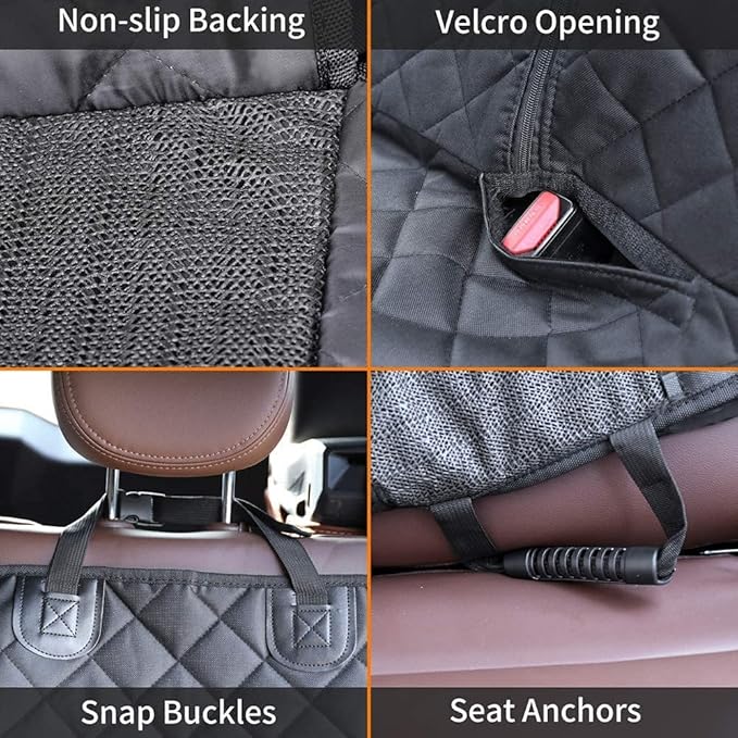 Dog Car Seat Cover for Back Seat Waterproof Bench Seat Cover Protector Nonslip Durable Soft Pet Dog Back Seat Cover for Car, Truck, & SUV (Black)