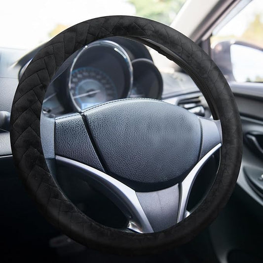 17.5-18 Inch Truck Steering Wheel Cover Velvet Wheel Semi-Truck Comfy Grip Cover with 3D Honeycomb Anti-Slip Design Car Accessory, Fits RV, Big Rig and Classic Car(Black, Fashion Style)