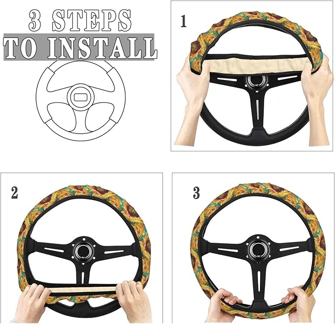 Painting Sunflower Steering Wheel Covers Anti-Slip Elasticity Car Accessories Steering Wheel Protector Universal 15 Inch for Cars SUV Vehicle Truck