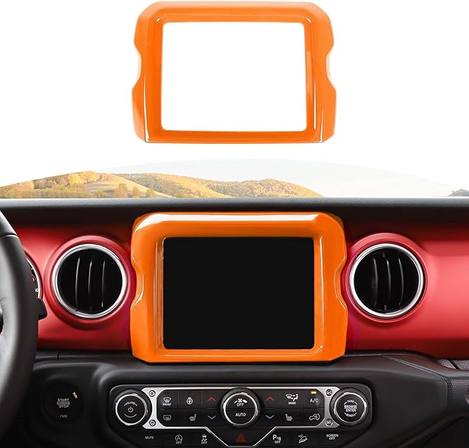 RT-TCZ for Jeep JL Center Console Radio Display Panel Trim Cover for Jeep Wrangler JL JLU Gladiator JT 2018-2023 Orange Interior Accessories 8.4 inch