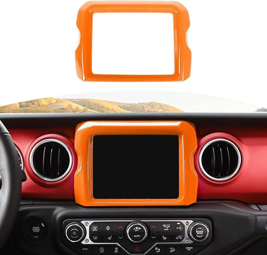 RT-TCZ for Jeep JL Center Console Radio Display Panel Trim Cover for Jeep Wrangler JL JLU Gladiator JT 2018-2023 Orange Interior Accessories 8.4 inch