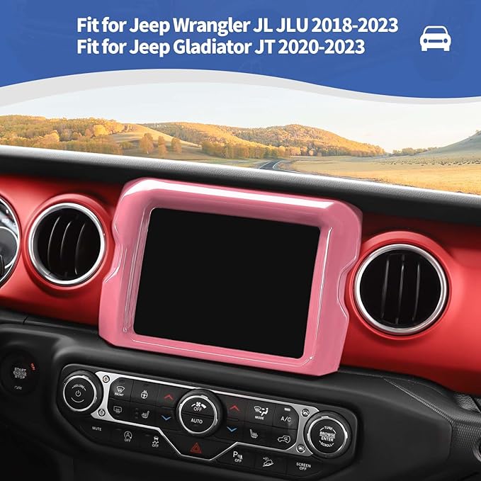 RT-TCZ for Jeep JL Center Console Radio Display Panel Trim Cover for Jeep Wrangler JL JLU Gladiator JT 2018-2023 Pink Interior Accessories 8.4 inch