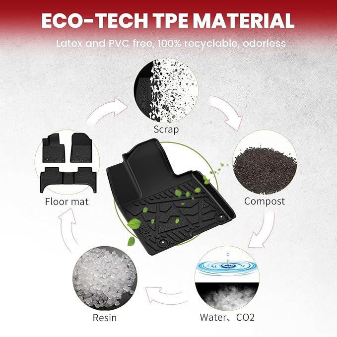 LASFIT Floor Mats for Hyundai Santa Cruz 2026 2025 2024 2023 2022, Custom Fit TPE All Weather Floor Liners 1st & 2nd Row Car Mats Accessoires for Hyundai Santa Cruz 2022-2026, Black