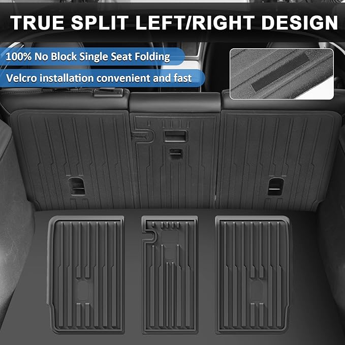 WEIZE Floor Mats & Cargo Liners Compatible with Tesla Model Y 2021-2023 2024, All Weather TPE Car Floor Mats Custom Fit Floor Liners Accessories, Front and Rear 2 Rows Set，Set of 3 Mats