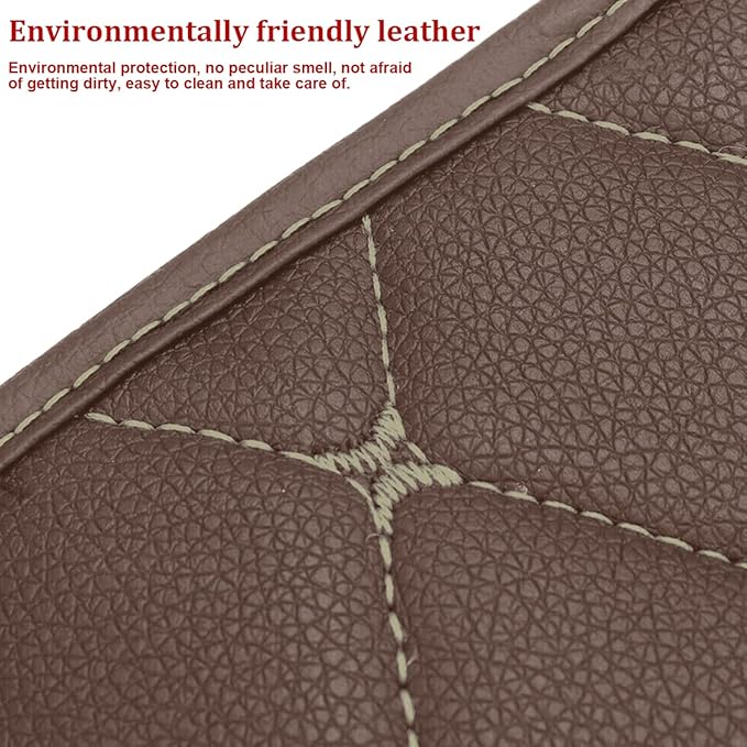 Auto Center Console Pad, PU Leather Car Center Console Box Cushion, Non Slip Soft Armrest Seat Box Cover, Waterproof Vehicle Armrest Protector for SUV, Truck, Car (Rhombic Lattice Brown/Beige)