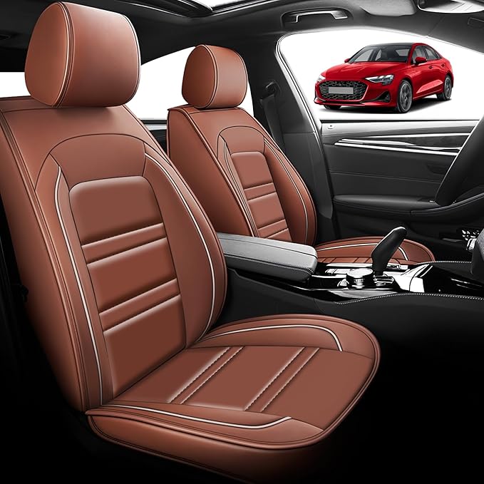 Seat Cover for Audi a3 2006-2025 | Car Seat Covers Front Seats, Waterproof Seat Protectors, Automotive Front Seat Covers (Front Seat, Coffee)