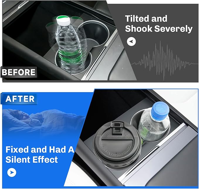 SXCY for 2025 Tesla Model Y Accessories Cup Holder Insert Silicone Cup Holder Limiter for 2025 Tesla Model Y Drink Holder Adapter Non-Slip Drink Stopper Stabilizer