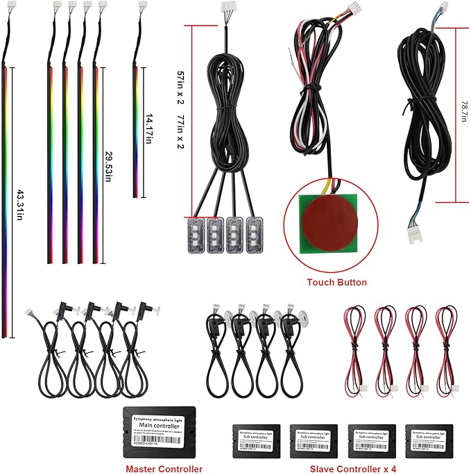 Dreamcolor Acrylic Interior Car Lights, WEBUPAR Car Accessories 18 in 1 Car LED Strip Lights with APP Control and 213 Modes, 175 inches 593 LEDs Fiber Optic Lights, RGB Neon Car Lighting