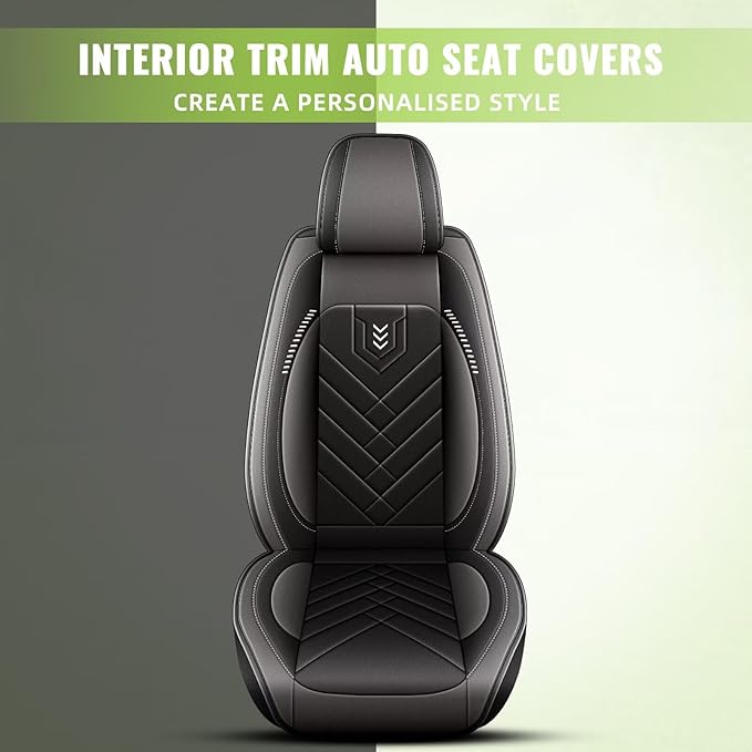 AOMSAZTO Front Seat Covers for Car Fit for Kia Sorento 2007-2025 2026: Premium Seat Covers Waterproof Leather Automotive Seat Cushion Protector Compatible with Airbag(2PCS Front,Black&Grey)