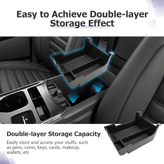 LUWU for 2024 Edge Center Console Tray Set 2021 2022 2023 2024 Ford Edge Accessories Dashboard Center Console Organizer Armrest Storage Box Tray 2PCS