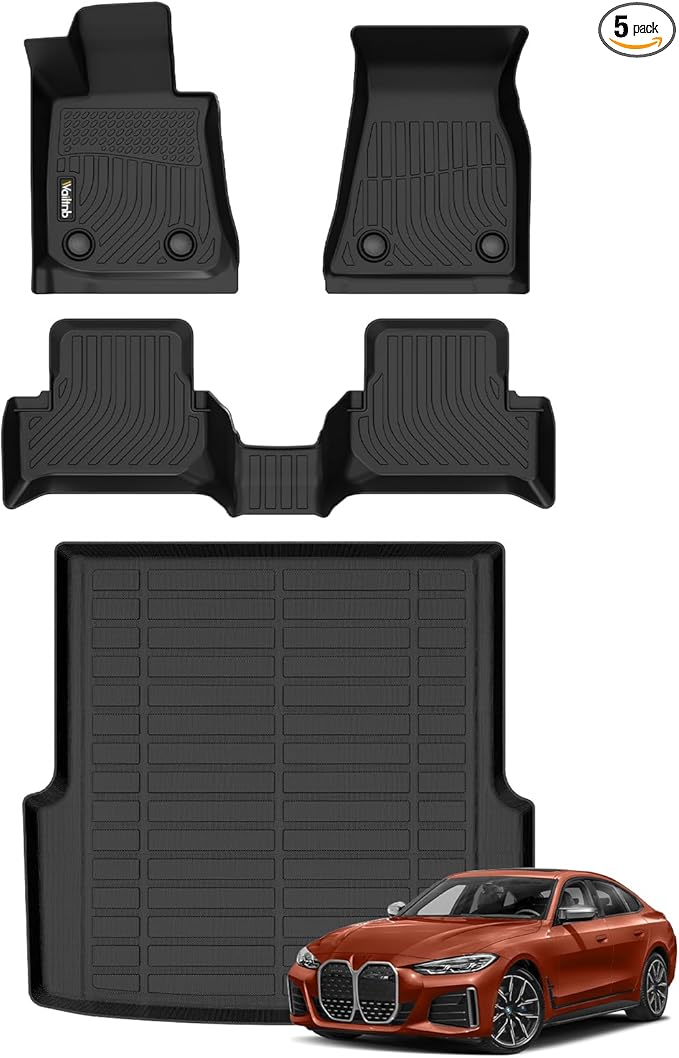 Wailtnb-All Weather Floor Mats for BMW i4 2022-2025 Liners for 2022 2023 2024 2025 eDrive35 | eDrive40 | xDrive40 | M50 Custom Fit BMW i4 2022-2025 Waterproof Durable Easy to Clean Accessories