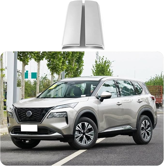 Auto Parts Compatible with Nissan New Rogue 2021 2022 2023 2024 2025Inner Center Console Armrest Box Cover Trim Protector Cap (Matte Silver) ABS 2PCS