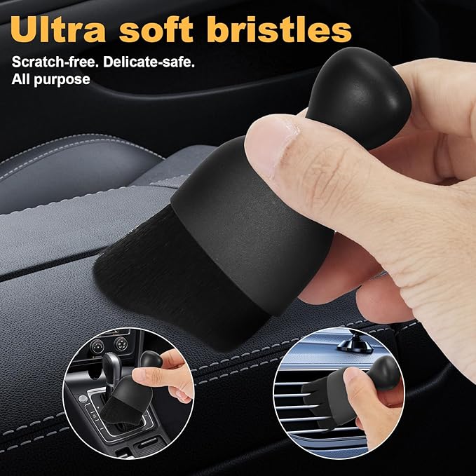 8-Piece Car Interior Cleaning Kit - 160g Jarred Gel (128% More Than 70g), Boars Hair Brushes, High-Density Microfiber Cloth, Ultra-Soft Duster - for Cars, Trucks