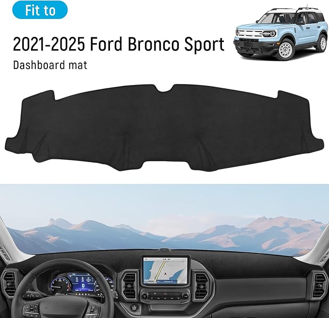 ZZEQYG Dash Cover for Ford Bronco Sport 2021 2022 2023 2024 Accessories Flannel Dashboard Cover Dash Mat Center Console Cover Sunshield Protector Pad