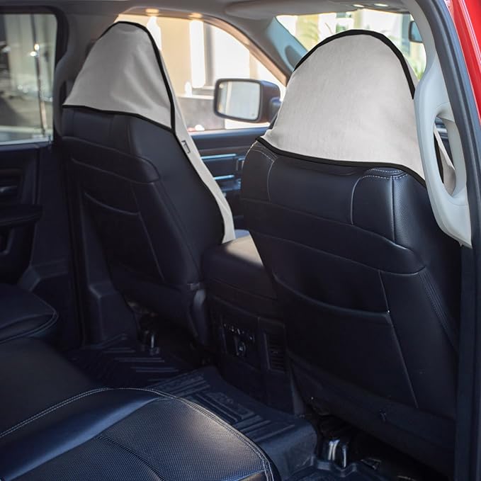 Leader Accessories 2pcs White Waterproof Towel Auto Car Seat Cover Protector Machine Washable - Fit Yoga Running Crossfit Athletes Beach Swimming Outdoor Sports