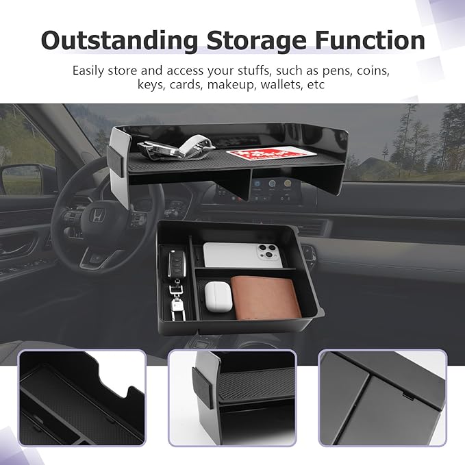 LUWU 2026 Honda Passport Accessories Compatible with 2023 2024 2025 Pilot & 2026 Passport Center Console Organizer, Armrest Storage Box Tray Organizer Insert Tray 2025 Pilot Accessories Black 2PCS