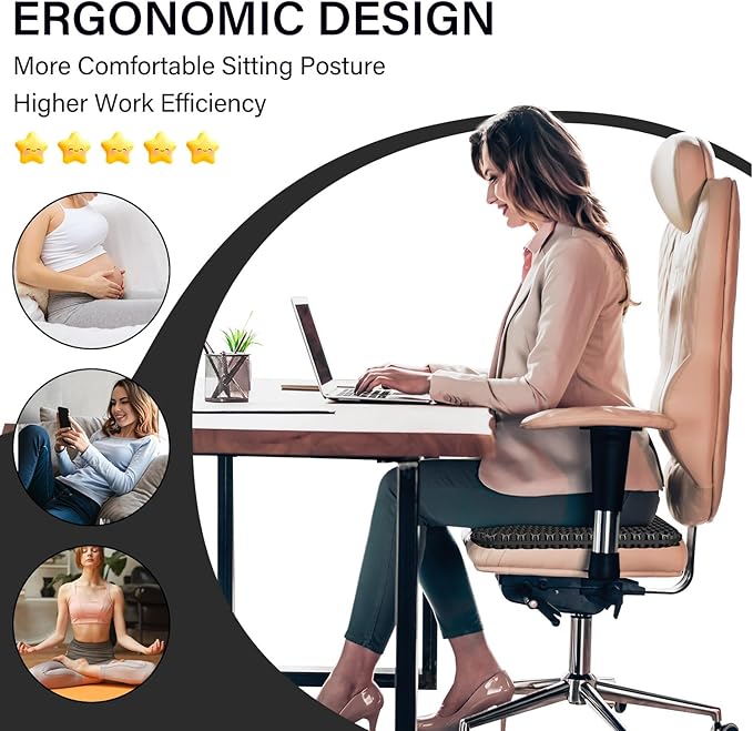 Gel Seat Cushion for Long Sitting With handle-Large & Thick & Soft & Breathable-Gel Cushion for Wheelchair, Gel Chair Cushion for Hip Pain, Gel Seat Cushion for Office Chair (Black, 18 x 17 inches)