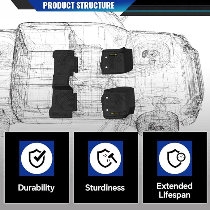 DOTCOM TPE Floor Mats Fit Nissan Frontier Crew Cab 2008-2021 Floor Liners,All Weather Custom Fit Full Cover Protection 1st & 2nd Row Truck Mats Cargo Liner Accessories,alfombras para carro 3PCS