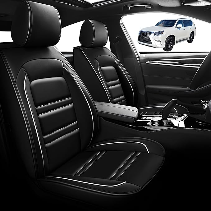 Seat Cover for Lexus Car gx460 2010-2023 | Car Seat Covers Front Seats, Waterproof Seat Protectors, Automotive Front Seat Covers (Front Seat, Black&White Line)