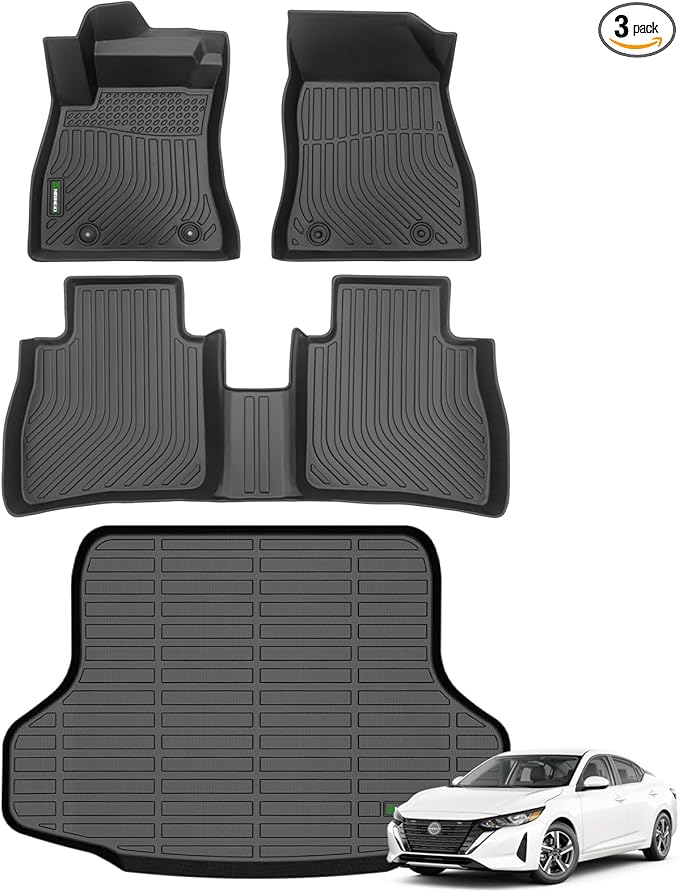 ANBINGO®-for Nissan Sentra Floor Mats 2014-2019, Car Mats for Nissan Sentra All Weather Floor mat Protection TPE Custom Sentra Cargo Liner Accessories Black