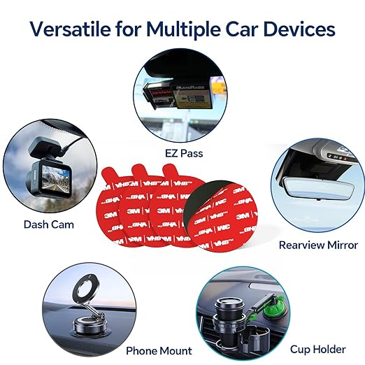 3M VHB 5952 Heavy Duty Double Sided Tape，Permanent Adhesive Pads for Dash Cam, Rearview Mirror, GPS Mounting， Automotive Grade, Heat & Vibration Resistant for Strong Hold，4 Black Pads, 2.2 Inch Rounds