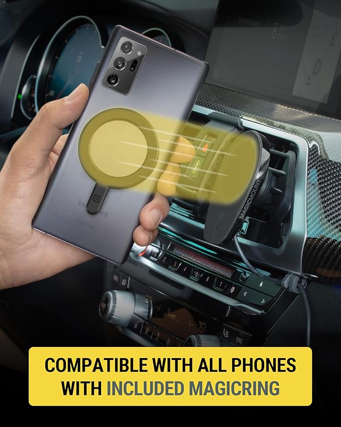 Scosche MPQ6DV-SP Magnetic Phone Holder for Car Dashboard/Vent, 15W Wireless Fast Car Charger Phone Stand, Hands Free Cell Phone Mount Compatible with iPhone 17/16/15/14/13/12 Series & MagSafe Case