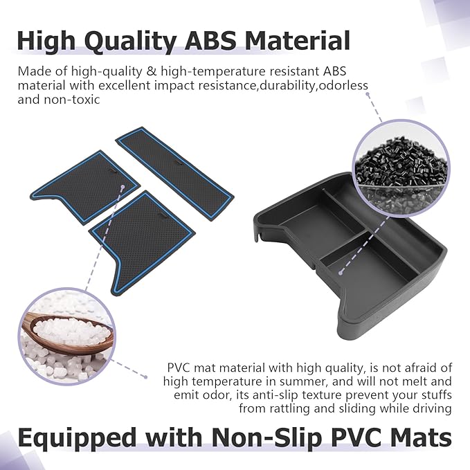 LUWU 2025 ID4 Lower Center Console Tray Storage Box for 2021 2022 2023 2024 2025 ID.4 Accessories 2025 ID 4 Armrest Console Organizer ABS Material Blue-trim