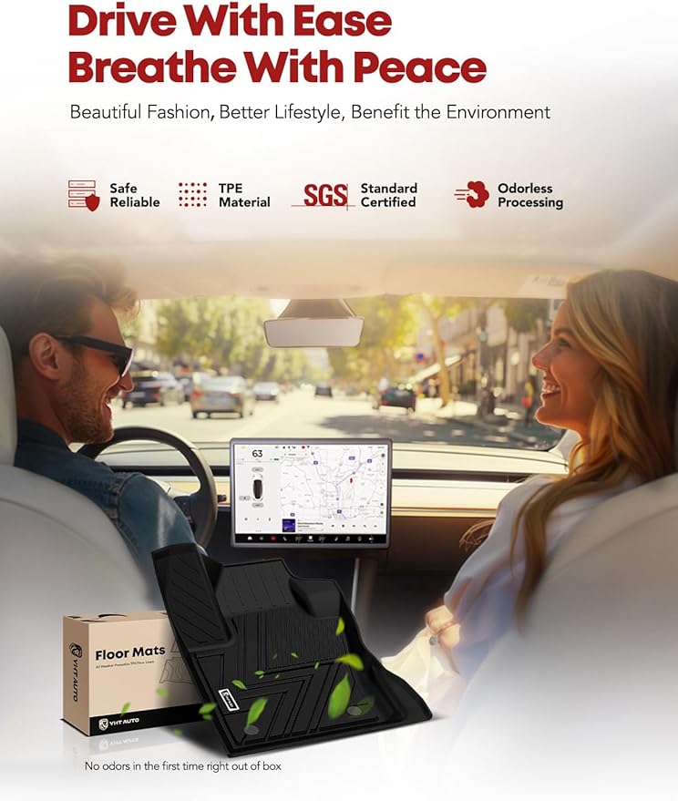 YHTAUTO Floor Mats Fit 2014-2019 Nissan X-Trail, TPE All Weather Car Mats Waterproof Anti-Slip Odorless Floor Liner, Interior Car Accessories Front & 2nd Row Liner