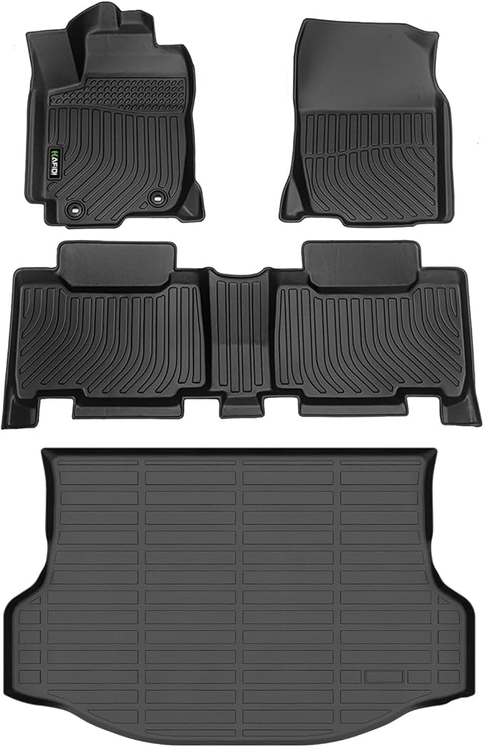 All Weather Floor Mats & Cargo Liner for RAV4 2013-2018 (Not for Hybrid or Prime) Custom Fit Full Set Accessories - Black