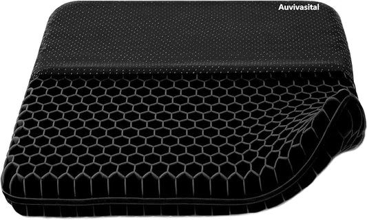 Plus Size Gel Seat Cushion, Extra Large and Thick, Seat Cushion for Pressure Relief for Back, Hip, Sciatica, Tailbone Pain, Use for The Office, Car, Wheelchair, Recliner, Truck, Trip, Stadium.(Black)