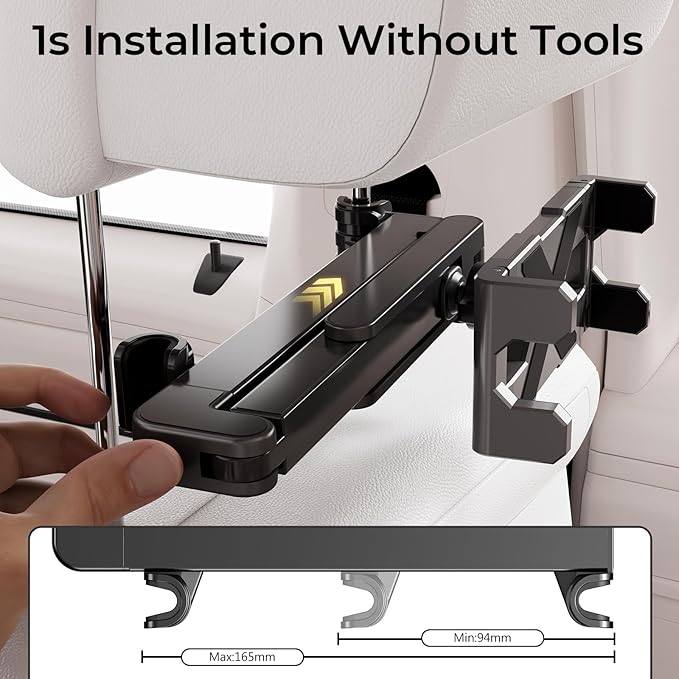 Tablet Holder for Car Headrest [3 in 1 Triangle Extension Arm] Tablet Car Mount for Back Seat Road Trip Essentials for Kids, Ipad Car Mount for 4.7"-14.6" Tablets & Phones,iPad Pro Air Mini, Galaxy