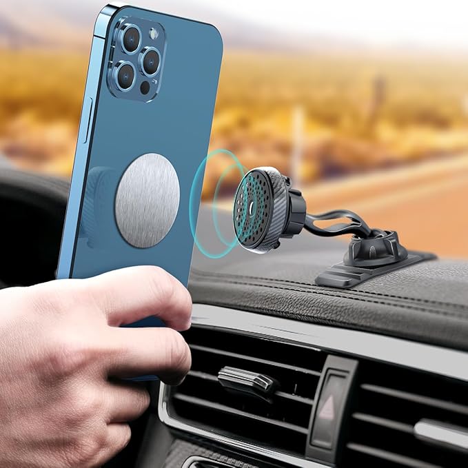 eSamcore Phone Holder for Car - Magnetic Car Phone Mount for Vehicle Dashboard, [Double 360 Adjustable Stand] Cell Phone Automobile Cradles with Strong Magnets for iPhone
