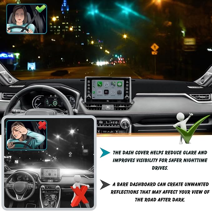 Non-Slip Dash Cover Dashboard Cover Mat Custom Fit Center Console Cover Sunshield Protector Pad Compatible with Ford Escape Mercury Mariner 2008 2009 2010 2011 2012 Accessories (Black Trim)