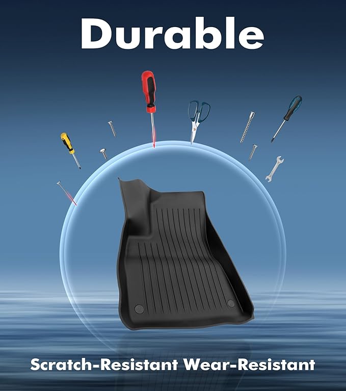 PM Auto Set of 3 Floor All-Weather TPE Floor Mats Liner Carpet for 2017-2023 Tesla Model 3 Except Highland, Essential Tesla Accessories for Model 3